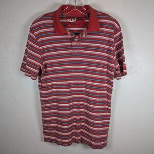 VINTAGE POLO JEANS Company Shirt Ralph Lauren Mens Large Blue / Red Striped Y2K